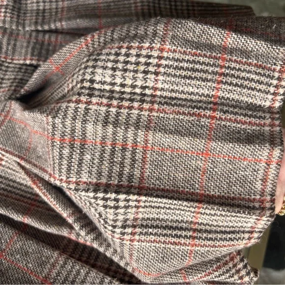 Brown Pleated Tweed plaid mini skirt with belt loops size XS - Picture 3 of 4